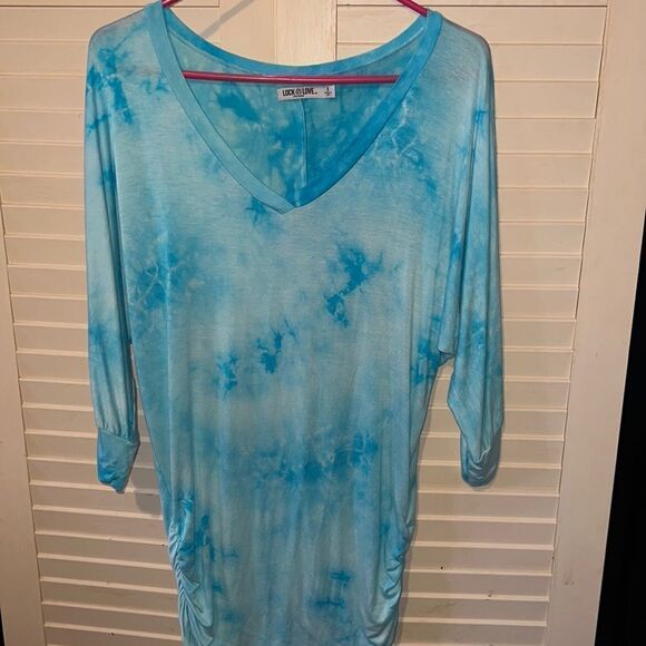Lock & love lightweight tie-dye dolman tunic top size small - Picture 1 of 4